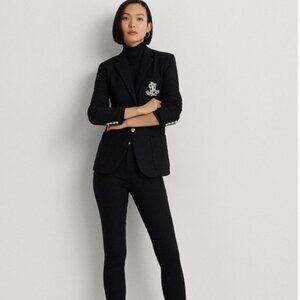 $245 Lauren Ralph Lauren Petite Bullion Jacquard Blazer Black Size PM